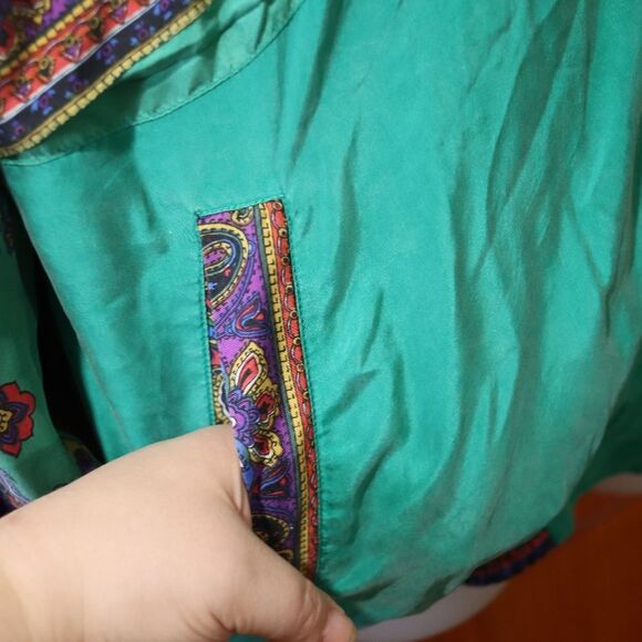 Great Cavalier Vintage Retro Green Mandala Silk Pant Suit Small - Picture 4 of 16